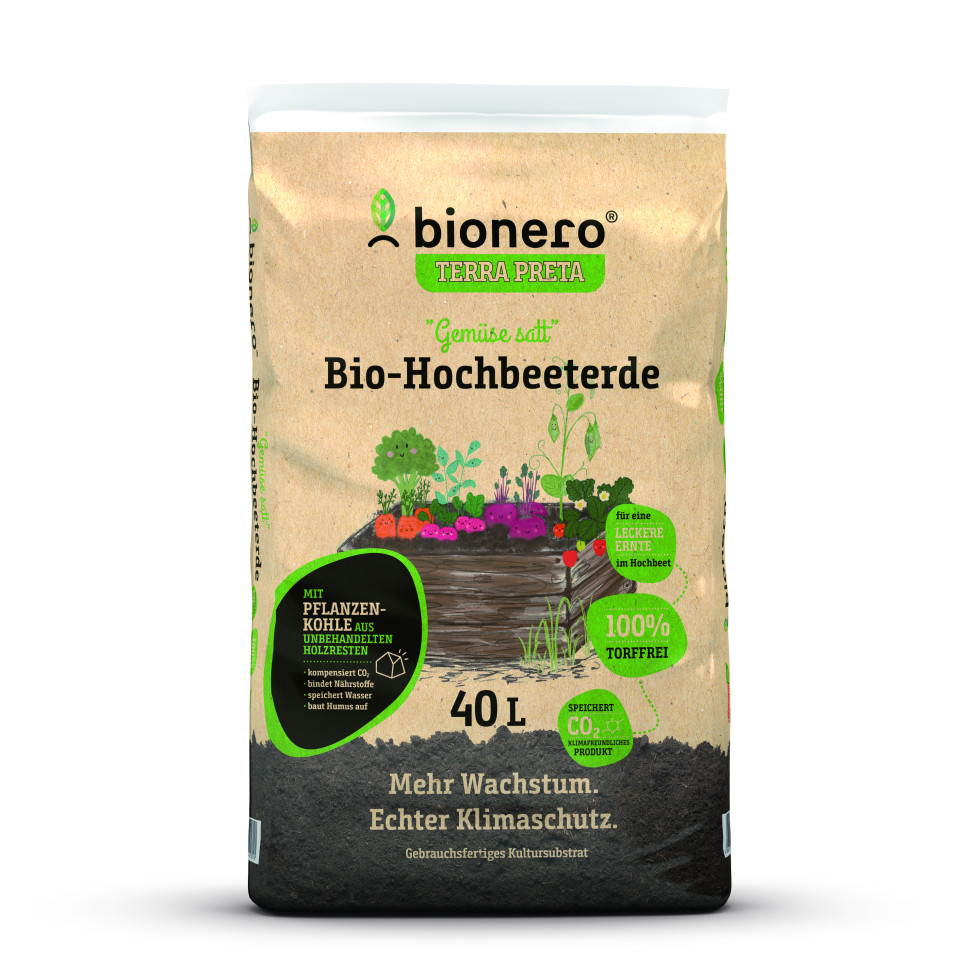 bionero Bio Hochbeeterde Gemüse satt 40 L torffrei