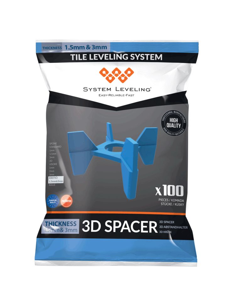 System Leveling 3D-Fugenkreuz Fugenbreite 1,5 & 3 mm - 100 Stk. GLO776150310