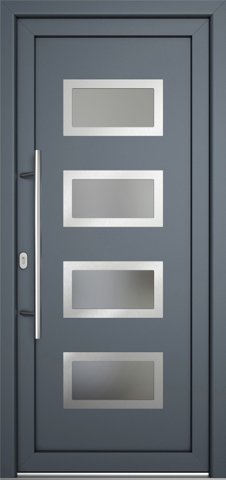 Meeth Haustür Signum Pro PVC Modell 92 88 x 208 cm DIN Links weiß/titan