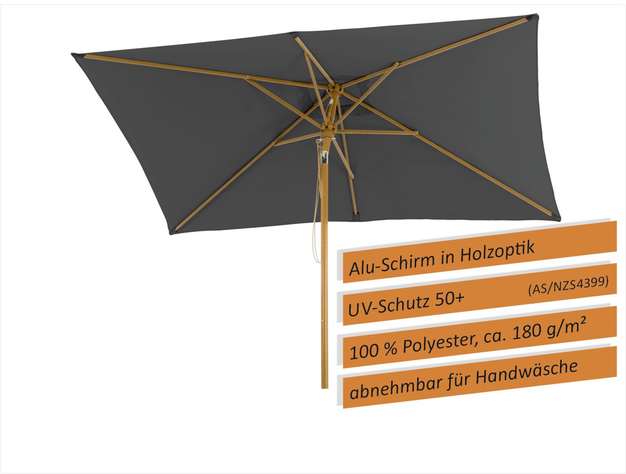 Schneider Sonnenschirm Malaga anthrazit 300 x 200 cm