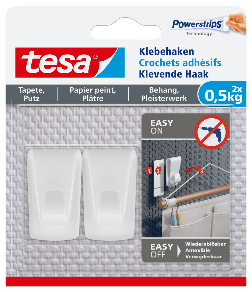 tesa Haken Powerstrips Tapeten & Putz 2er-Set