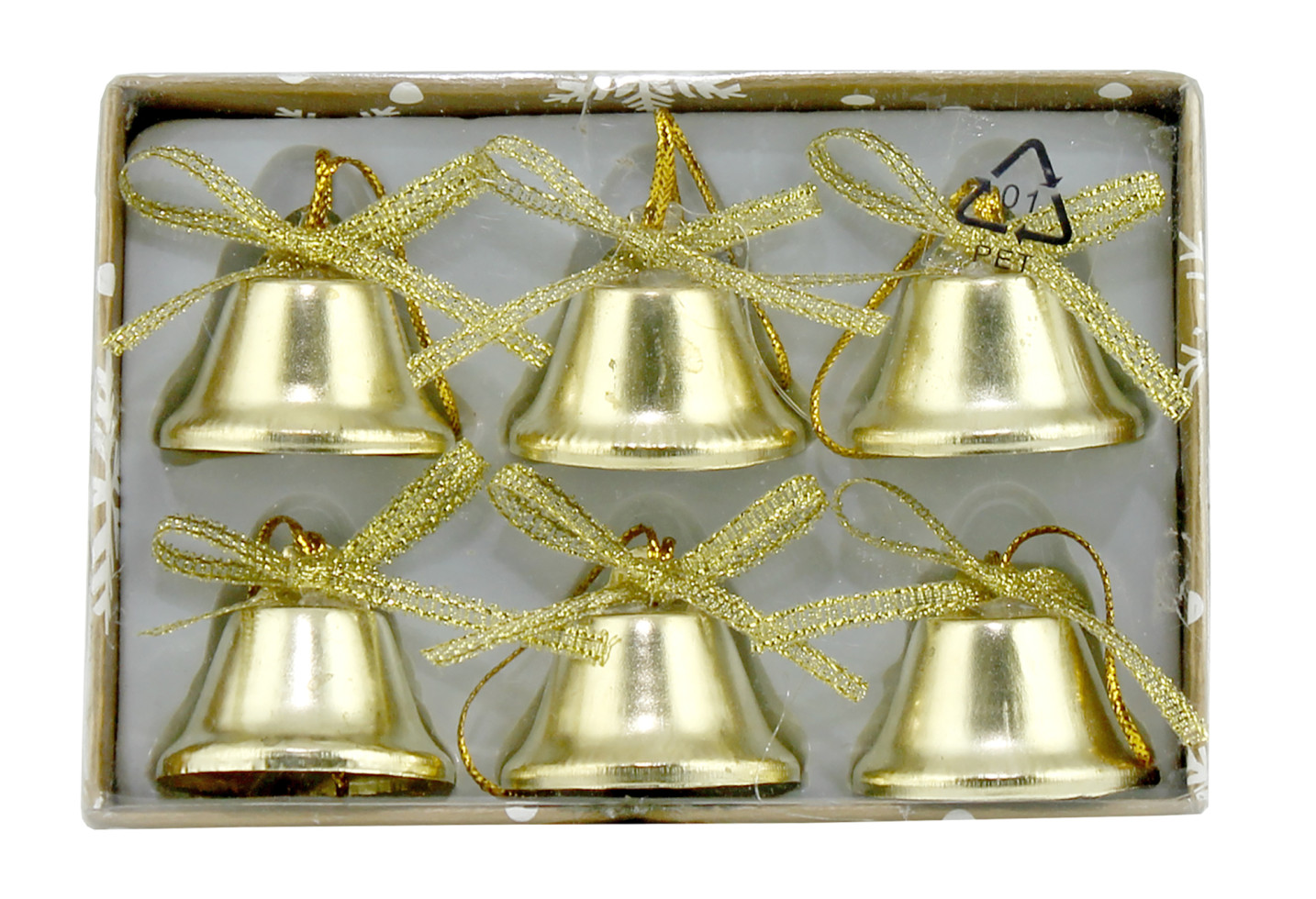 Dekohänger Messingglocken mit Schleife 3 cm gold 6 Stück