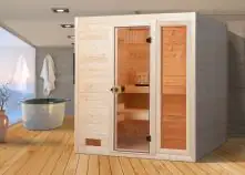 Weka Massivholzsauna Valida 3 mit Glastür und Fenster