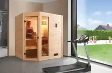 Weka Massivholzsauna Valida Eck 1 Sparset mit Bio-Aktiv Saunaofen