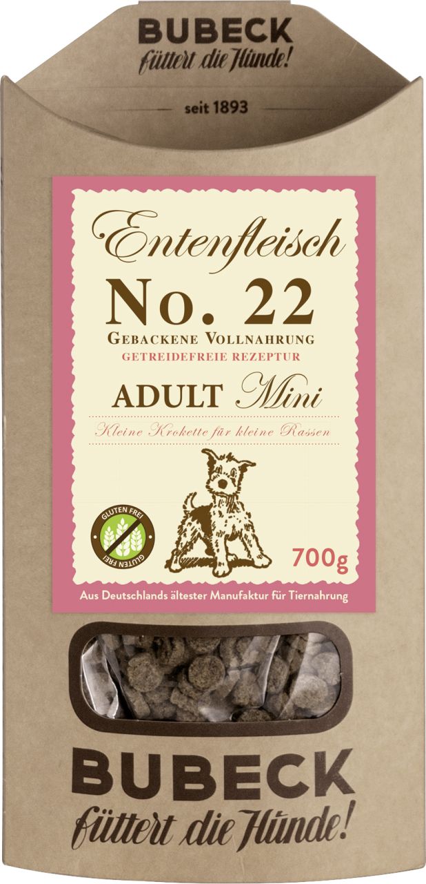 Bubeck No 22 Mini Ente Adult gebackenes Hundefutter 700 g GLO629307584
