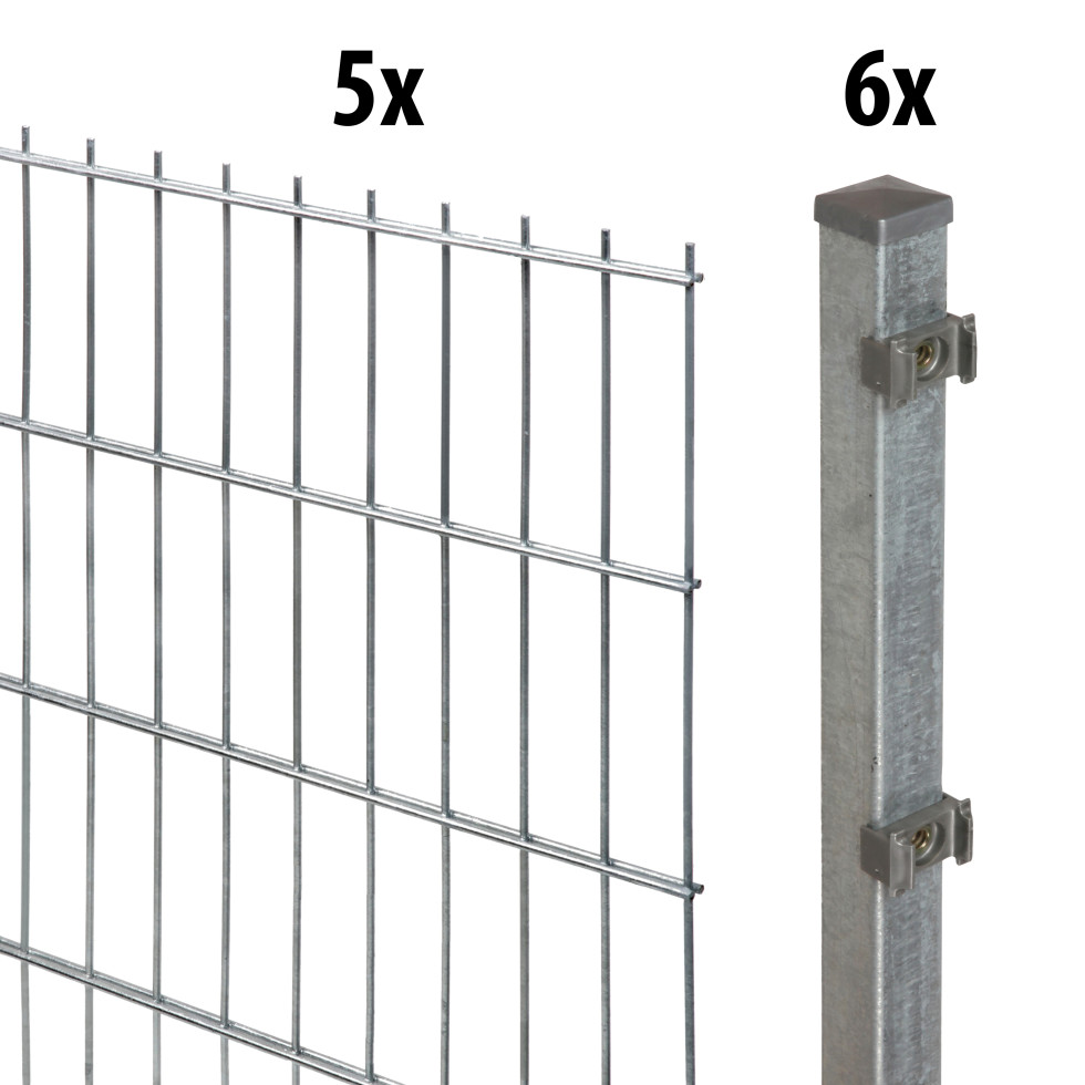 Floraworld Doppelstabmatten-Zaun Set 10 m 201 x 123 cm inkl. 6 Pfosten 170 cm feuerverzinkt GFMfcdb3e982