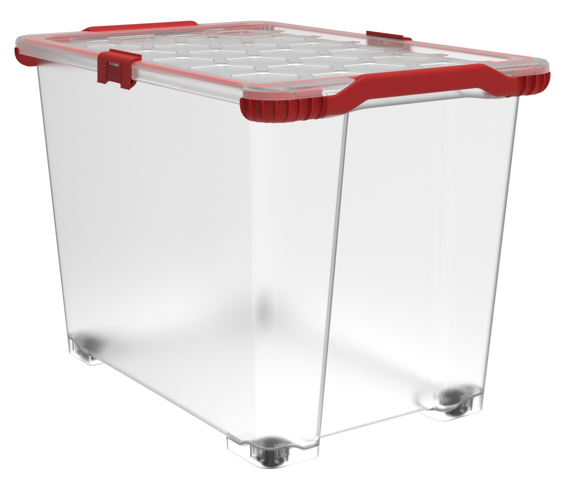 Rotho Aufbewahrungsbox Evo Total mit Rollen und Deckel 65 L transparent GLO655706386