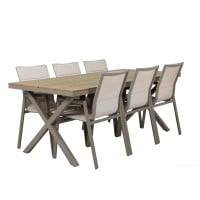 Primaster Garten-Essgruppe Milos 6 Personen Aluminium taupe/creme