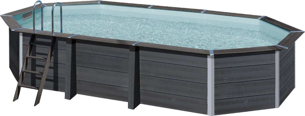Gre Composite Pool oval grau 664 x 386 x 124 cm