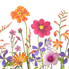 Servietten Blumen und Blätter bunt 33 x 33 cm 20 Stück