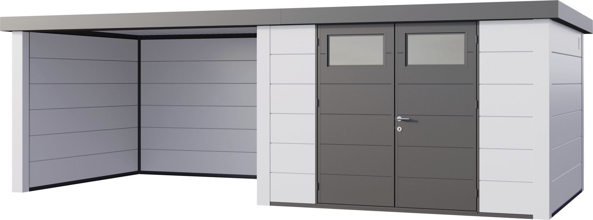 Telluria Gerätehaus Classico Lounge L 3330 links EW weiß 672 x 298 cm GFM88ce5fed8