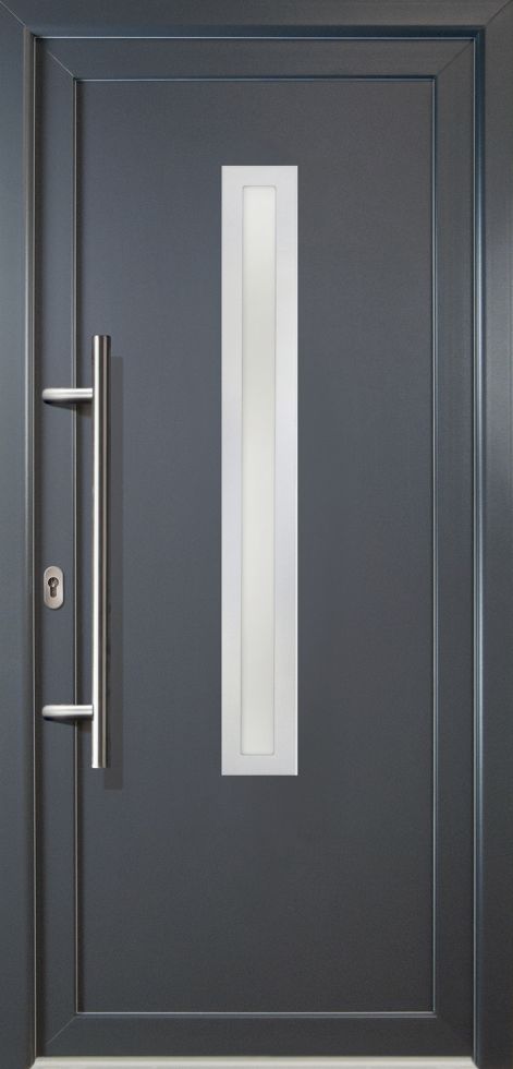 Meeth Haustür Signum PVC Exclusiv PVC Modell 70 88 x 208 cm, DIN links, weiß/titan
