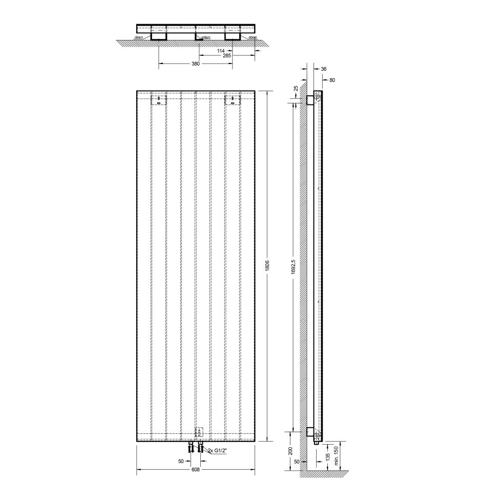 Schulte Design-Heizkörper New York mit Spiegel 180 x 60,8 cm kaufen ...