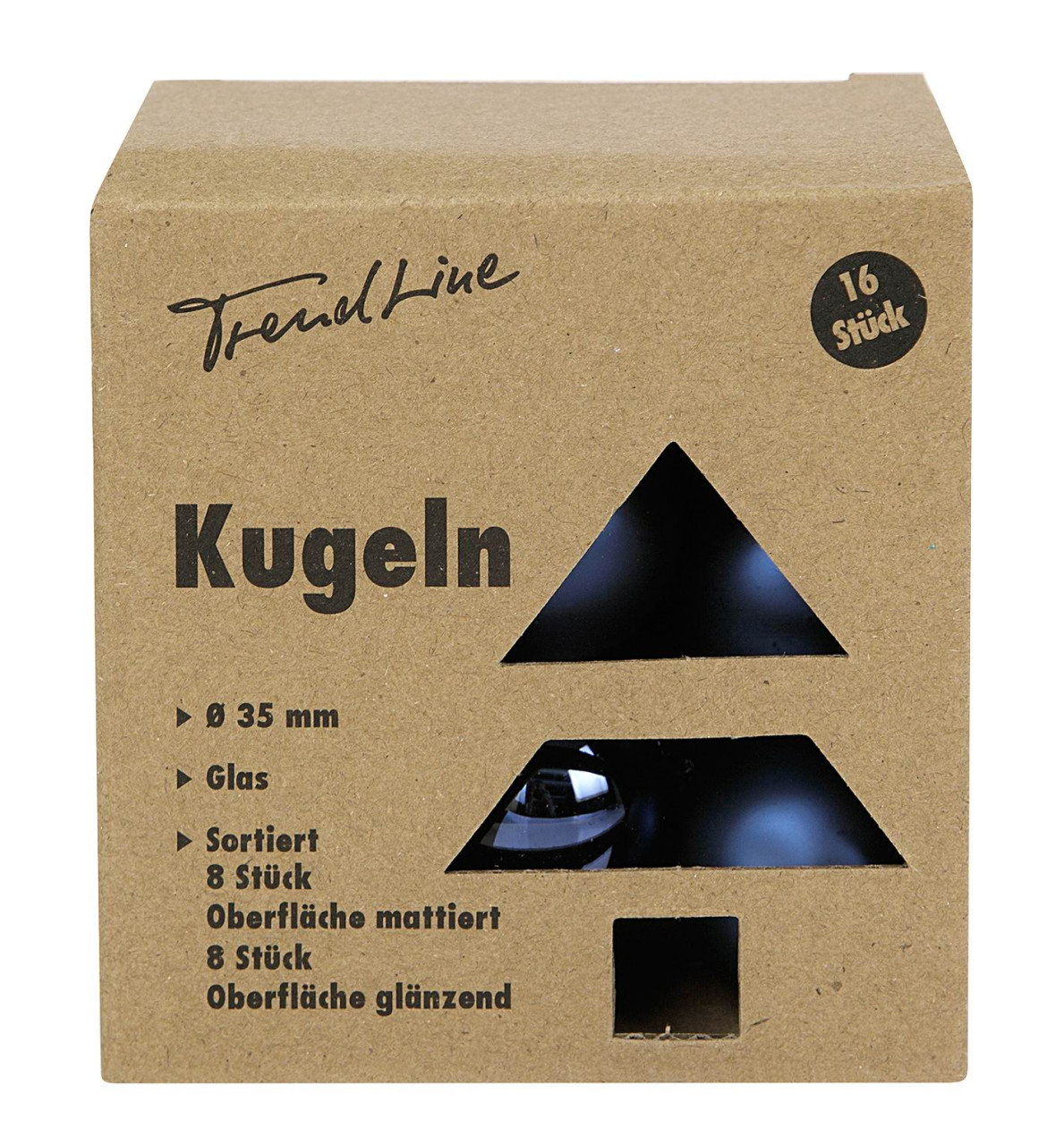 TrendLine Mini-Christbaumkugeln aus Glas Ø 3,5 cm nachtblau 16 Stück GLO660156053