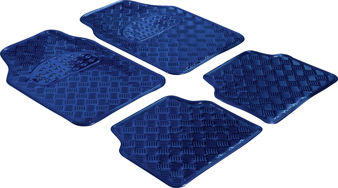 Walser Universal Fußmatten Gummi Metallic RiffelblechLook Komplett-Set blau GLO680302087