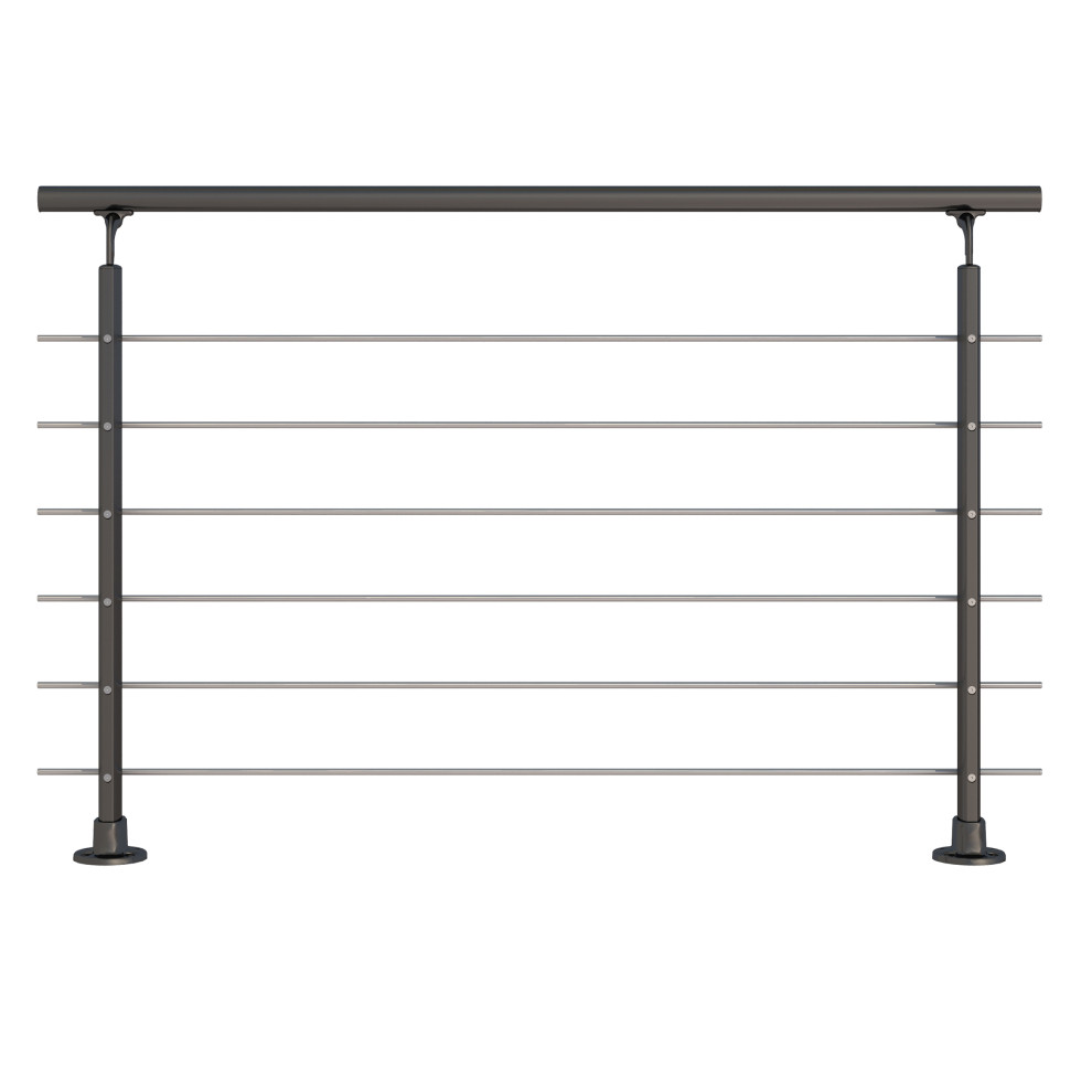 DOLLE Geländer-Komplettset, Alu anthrazit, 150 cm Oberboden Montage GFM273c25c03