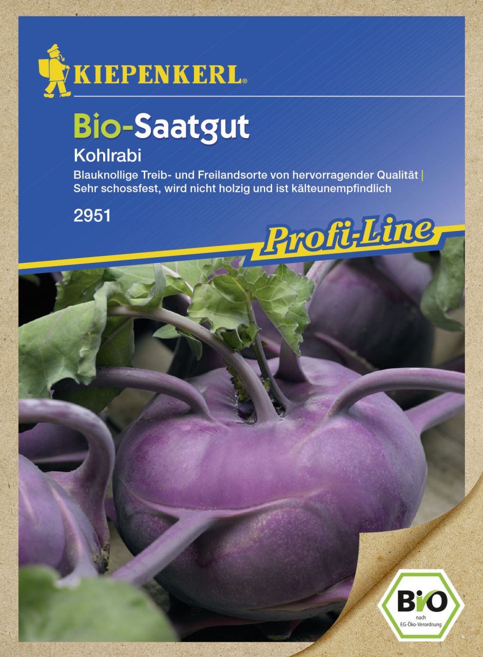 Kiepenkerl Bio-Saatgut Kohlrabi blau Blaro Brasica oleracea var. gongylodes, Inhalt: ca. 60 Pflanzen GLO693107009