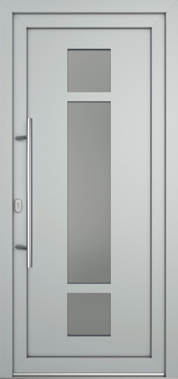 Meeth Haustür Optimal Pro PVC Modell 102 98 x 200 cm DIN Links weiß/lichtgrau