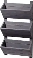 Dobar 3-stufiges Wand-Pflanzbeet grau 38 x 17,5 x 79 cm