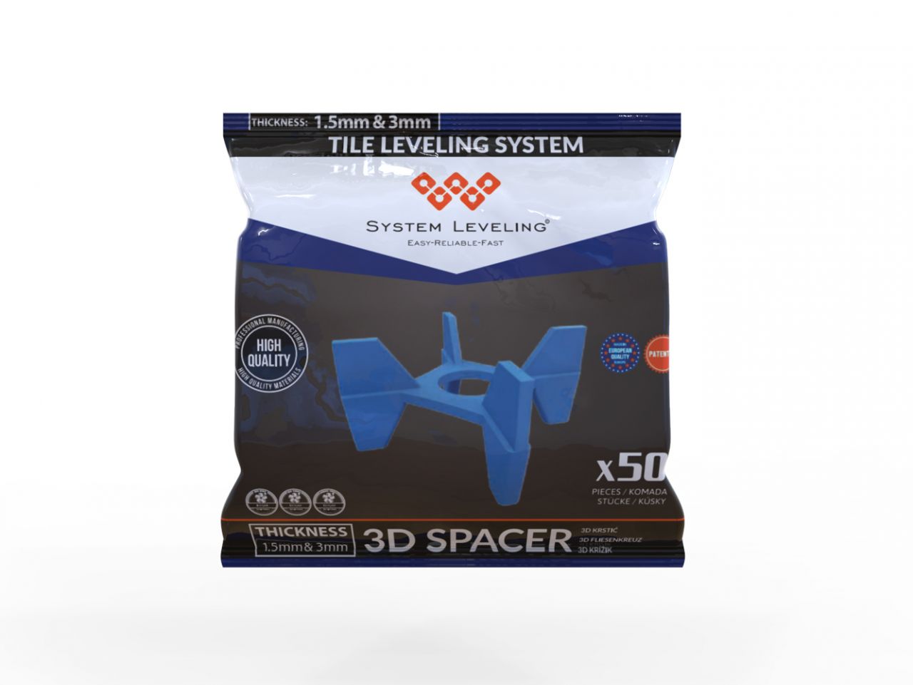 System Leveling 3D-Fugenkreuz Fugenbreite 1,5 & 3 mm - 50 Stk. GLO776150309