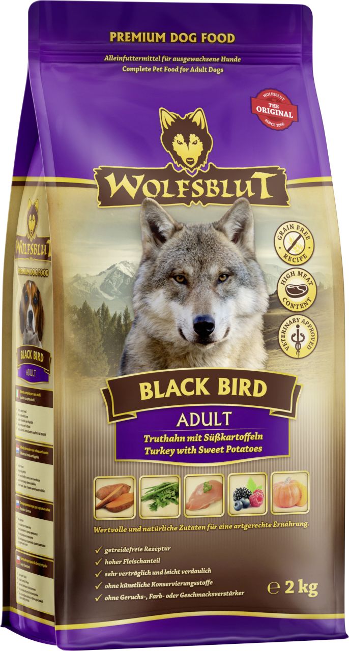 Wolfsblut Black Bird Adult Trockenfutter - Truthahn mit Süßkartoffel 2 kg GLO629307320
