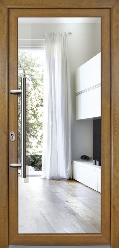 Meeth Haustür Signum PVC Exclusiv PVC Modell 60 88 x 200 cm, DIN links, weiß/golden Oak