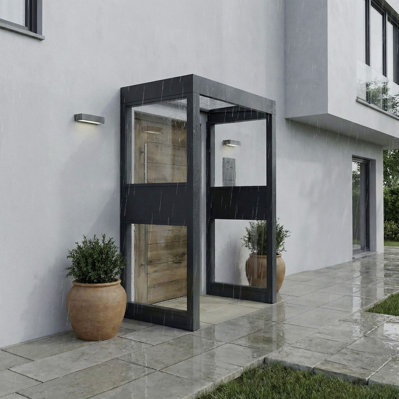 Canopia Vordach Sophia 160 x 95 cm Klar grau +2 Seitenteile