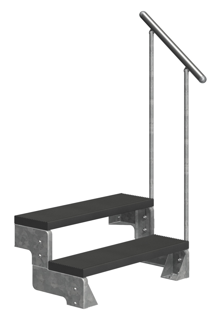 Dolle Außentreppe Gardentop mit Geländer verzinkt Breite 100 cm Trimax anthrazit
