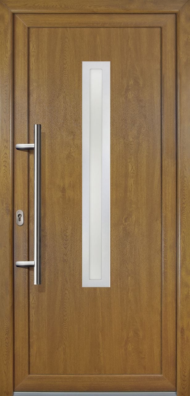 Meeth Haustür Signum PVC Exclusiv PVC Modell 70 88 x 200 cm, DIN links, weiß/golden Oak