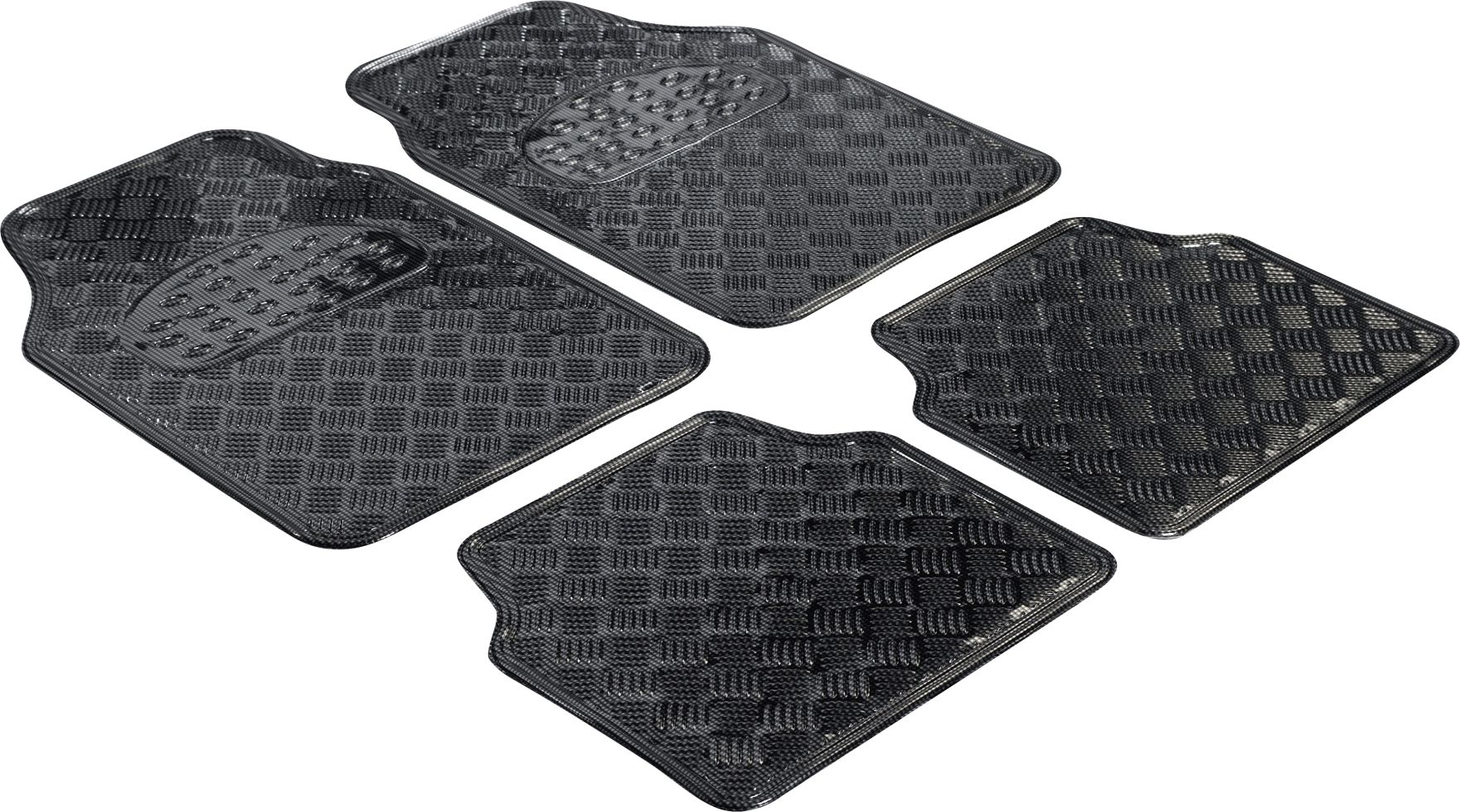 Walser Universal Fußmatten Gummi Metallic RiffelblechLook Komplett-Set carbon