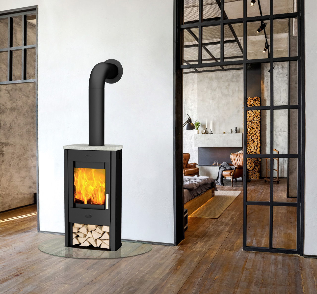 Fireplace Kaminofen Tuvalu Speckstein Speckstein/Top Stahl schwarz, 6 kW