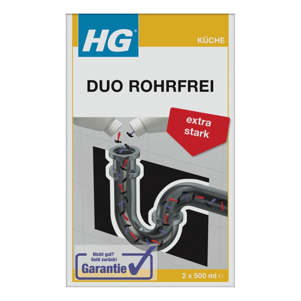 HG Duo Rohrfrei, leistungsstarker Abflussreiniger für Küchenspülen oder