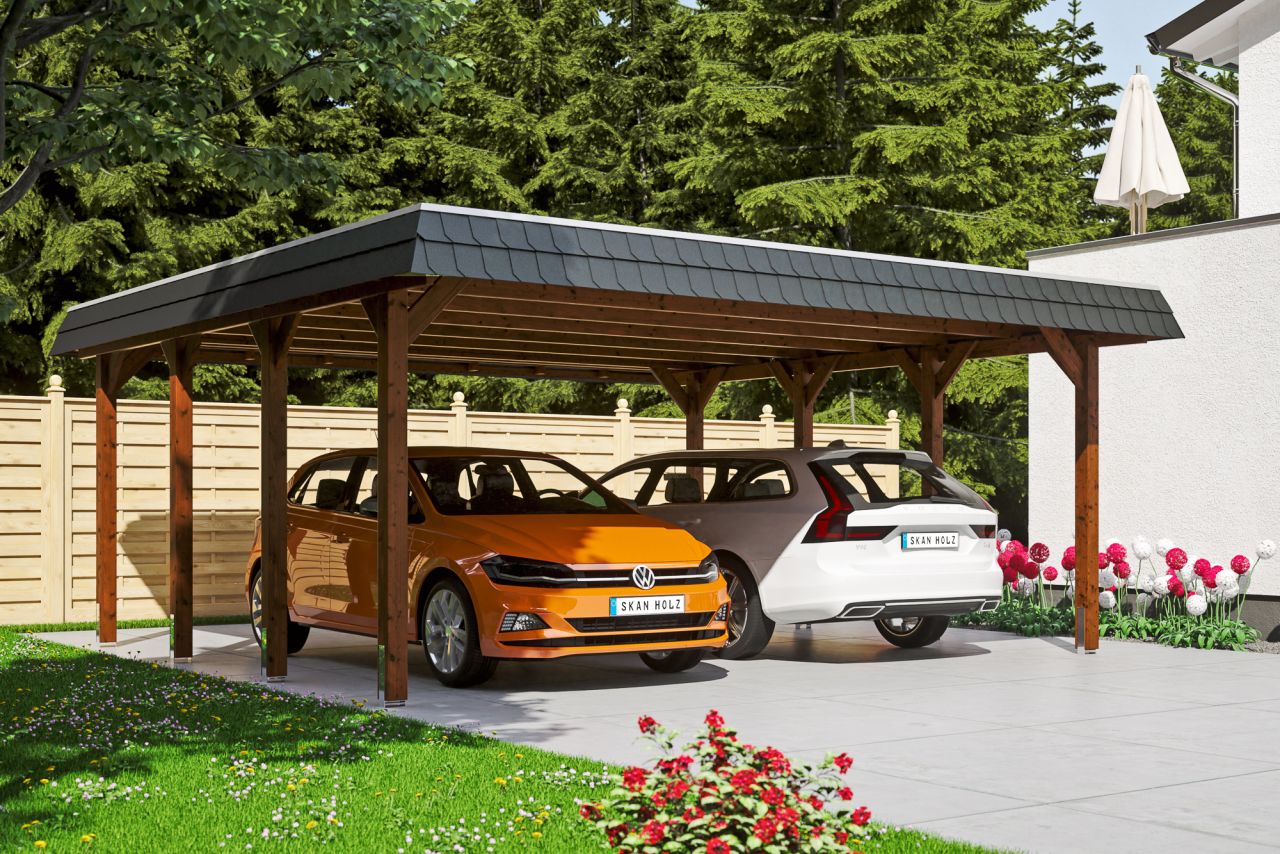 SkanHolz SKAN HOLZ Carport Spreewald 585 x 589 cm mit Aluminiumdach GLO784205661