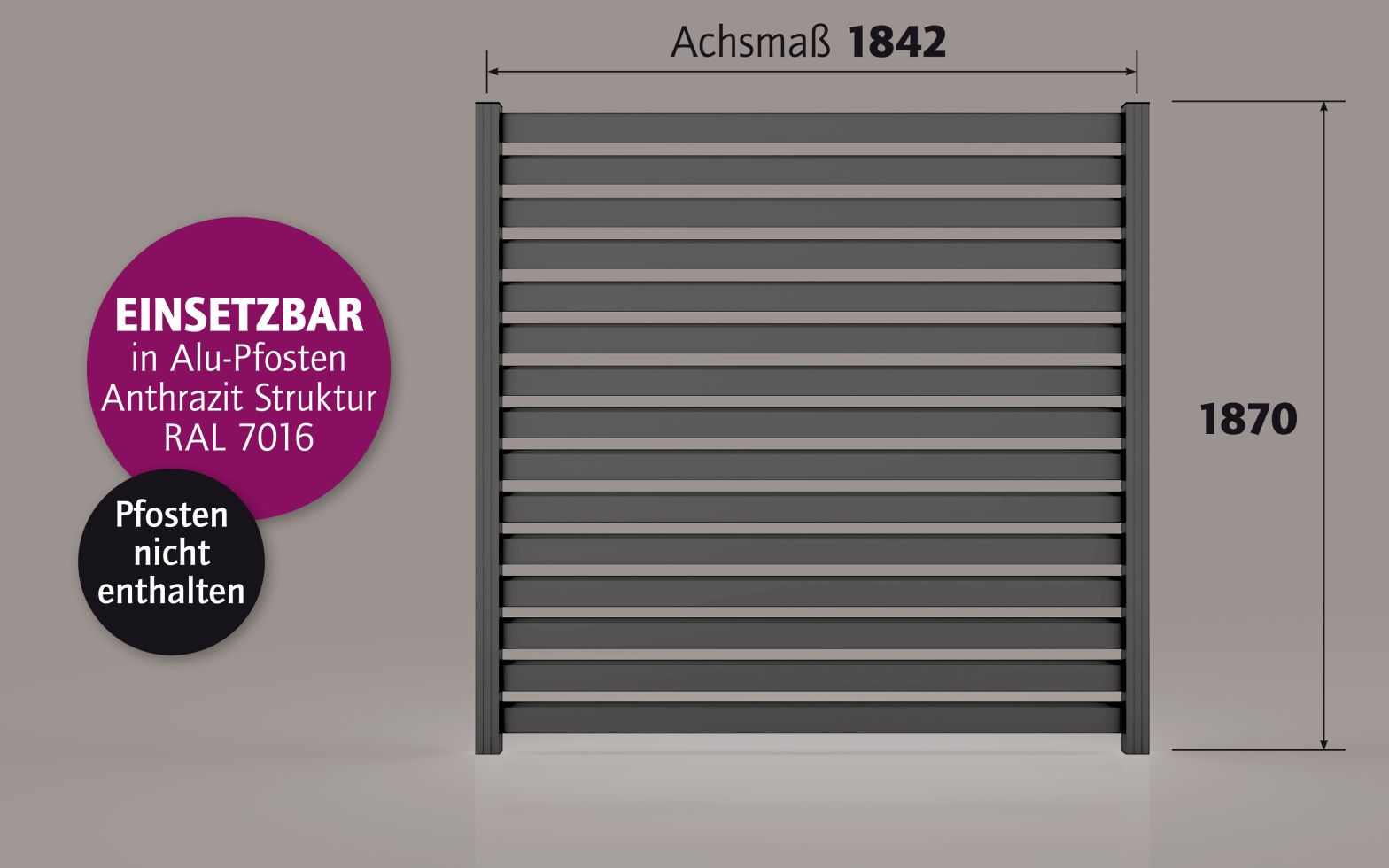 Ambiente AluZaun Rhombus 90 MAXI B x H 180 cm x 180 cm 22 mm stark