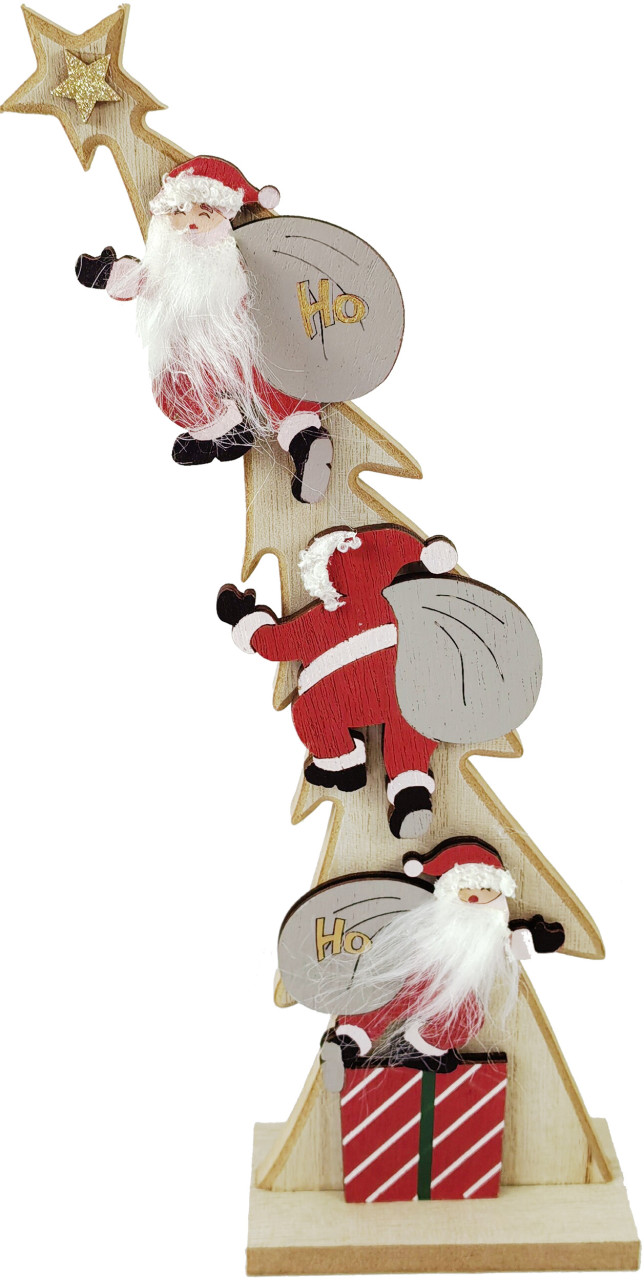 TrendLine Dekofigur Holz Tannenbaum Weihnachtsmänner 47 x 40 x 34 cm mehrfarbig GLO660173363
