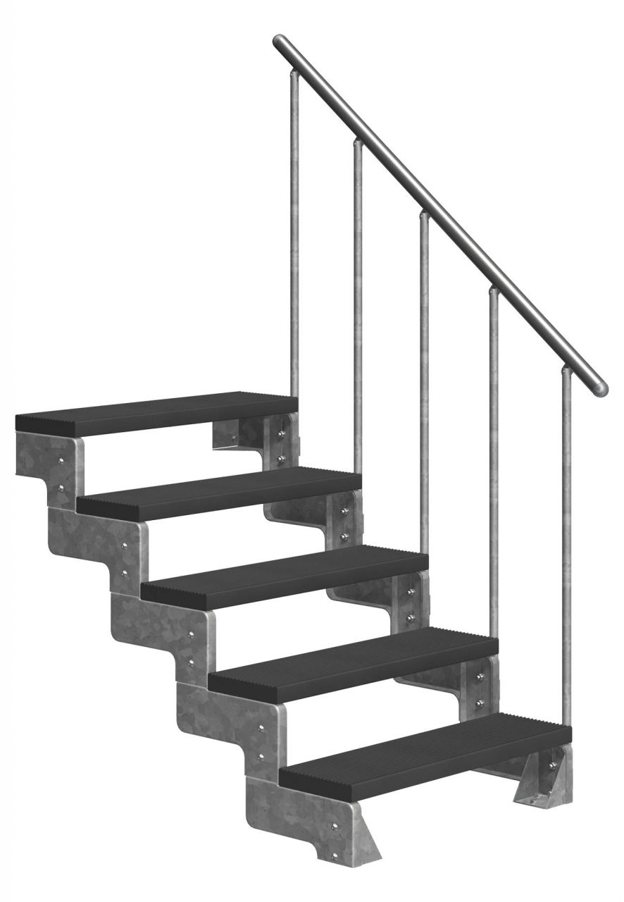 Dolle Außentreppe Gardentop 5 Stufen mit Geländer, Breite 100 cm, Trimax, anthrazit GLO781602543