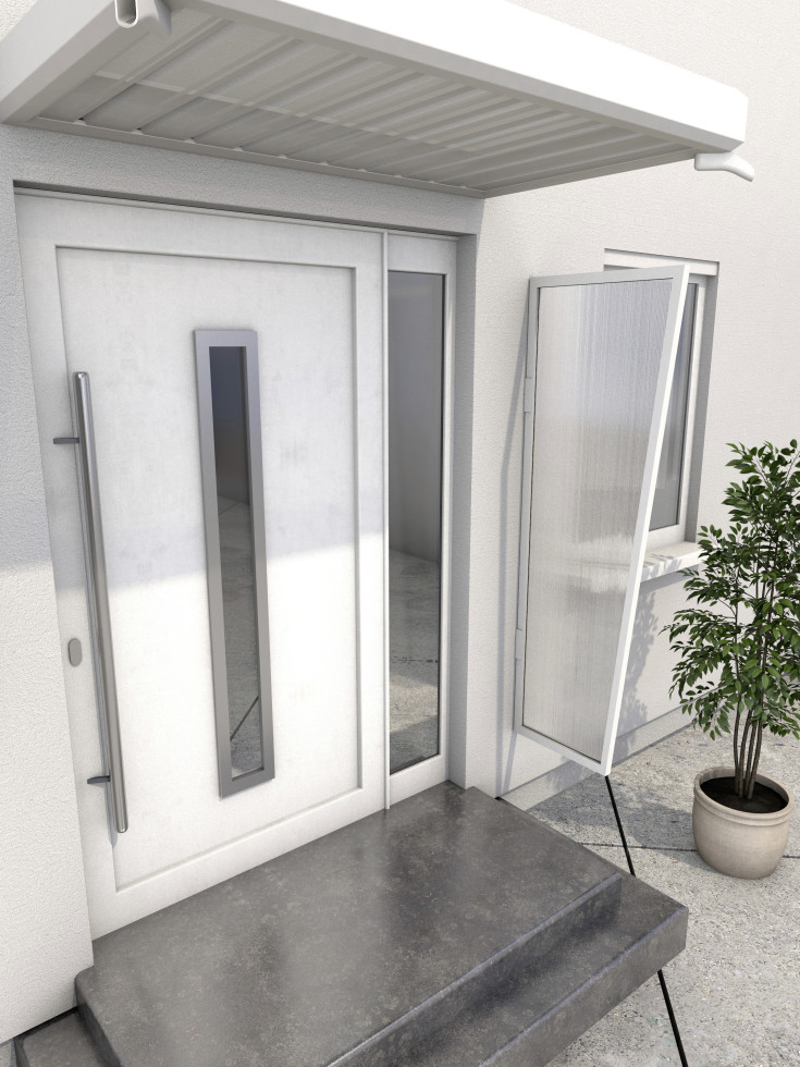 Gutta Seitenblende B2 Aluminium weiß, Polycarbonat klar