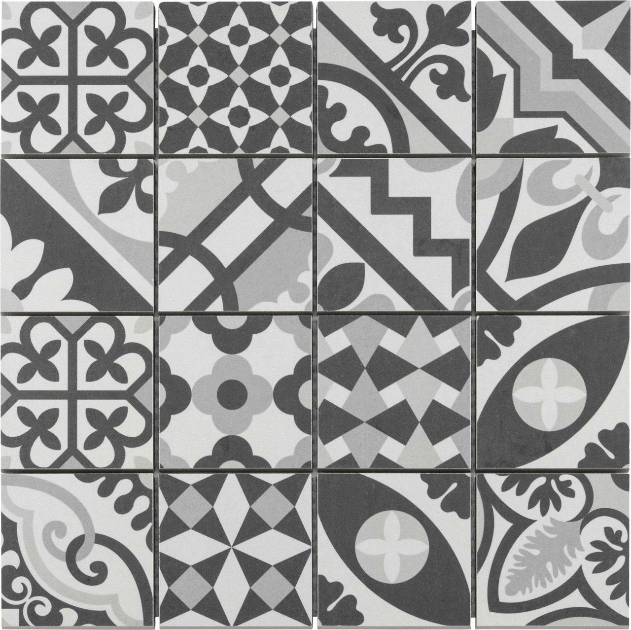 Mosaikfliese Harmony 32 x 32 cm schwarz-weiß Steinmaß: ca. 7,7 x 7,7 cm