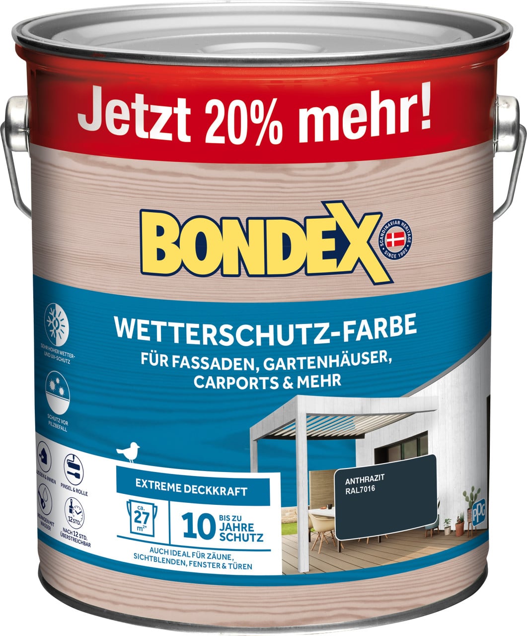 Bondex Wetterschutzfarbe anthrazit 3 L