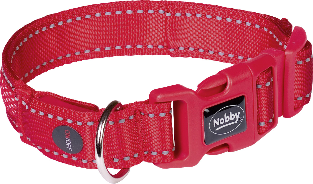 Nobby Halsband Flash Mesh rot mit 3 Leuchtmodi