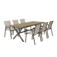 Primaster Garten-Essgruppe Milos 6 Personen Aluminium taupe/creme