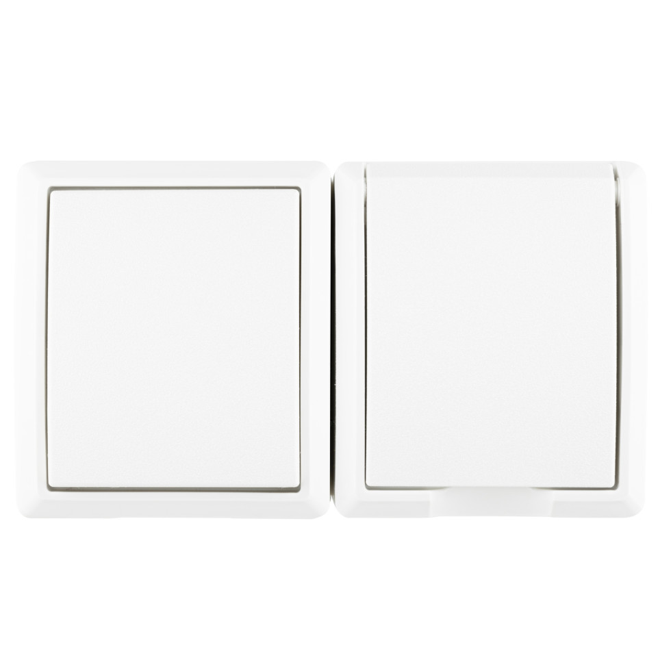 REV Aus-Wechselschalter Steckdose Aufputz AquaForm, weiß, 2-fach, waagerecht