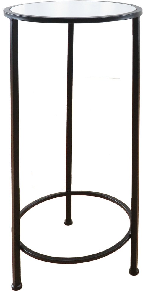 TrendLine Beistelltisch Marmoroptik Metall Ø 30 x 70 cm schwarz matt