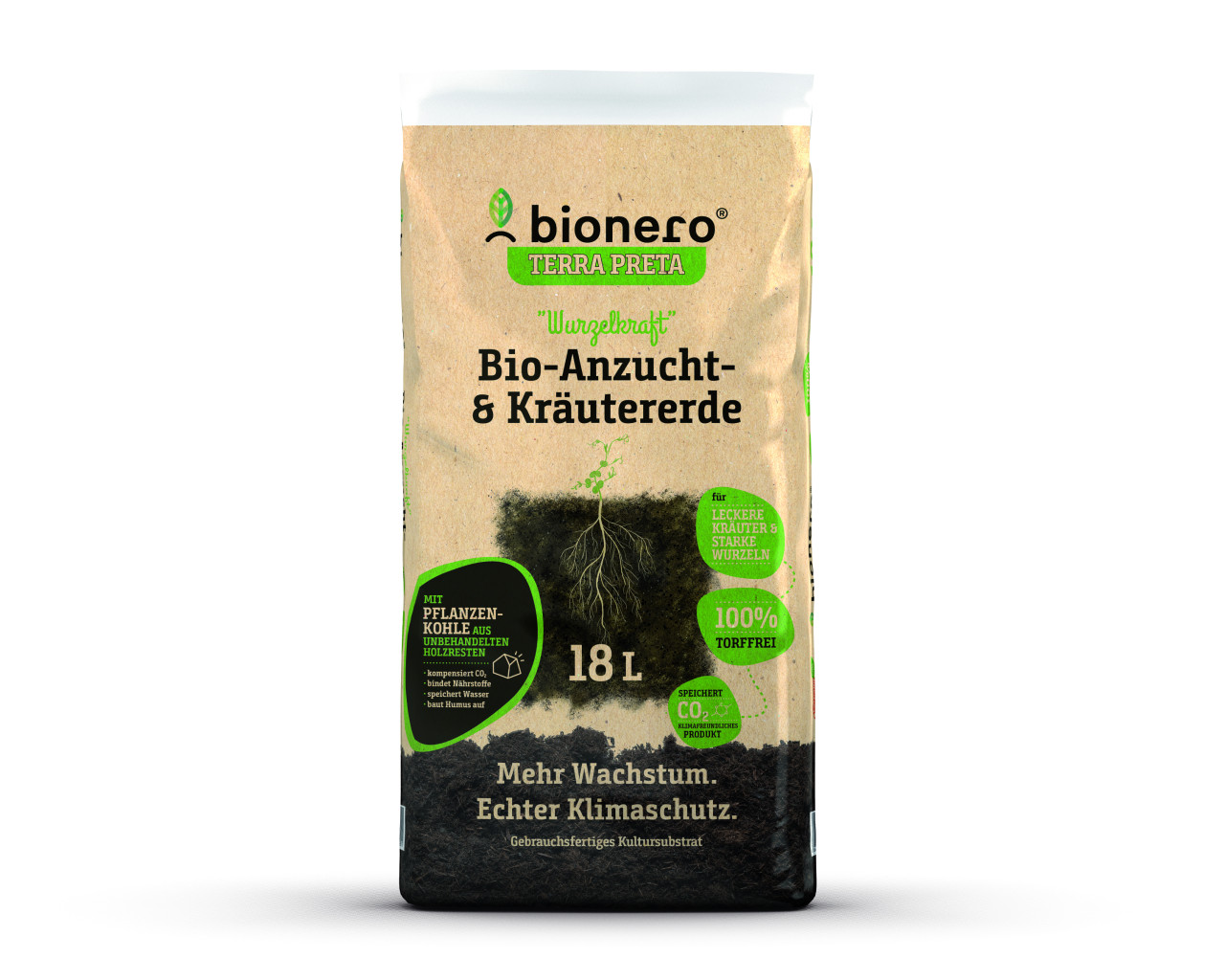 bionero Bio-Anzucht- & Kräutererde Wurzelkraft 18 L torffrei GLO688100929