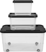 Tontarelli Aufbewahrungsboxen mit Deckel transparent/schwarz 3er Set