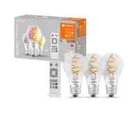 Ledvance LED Leuchtmittel Smart+ WiFi 3er Set E27, RGBW, Kolbenform, 4,5 W