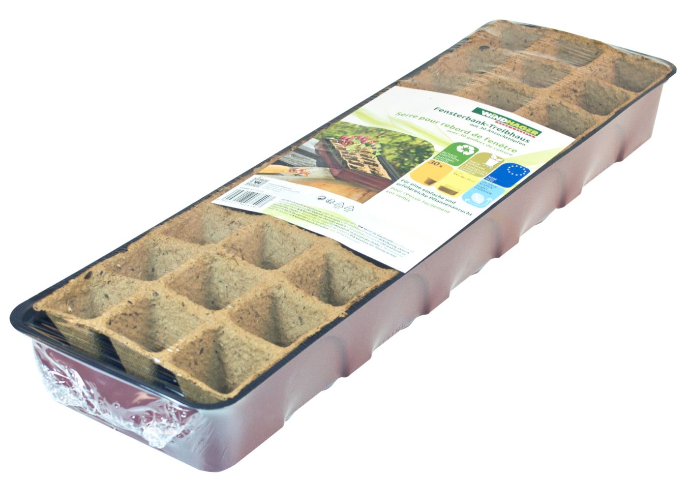 Windhager Anzucht-Gewächshaus 54,5 x 16,5 x 11 cm inkl. 30 Anzucht-Töpfe