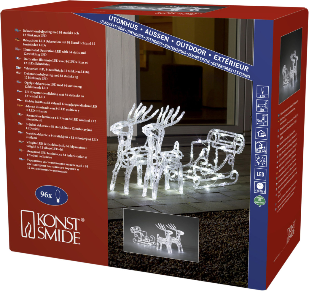 Weihnachts-Rentierschlitten Mit Weihnachtsmann – Dekorationsfigur Aus Acryl Für Festliche Stimmung