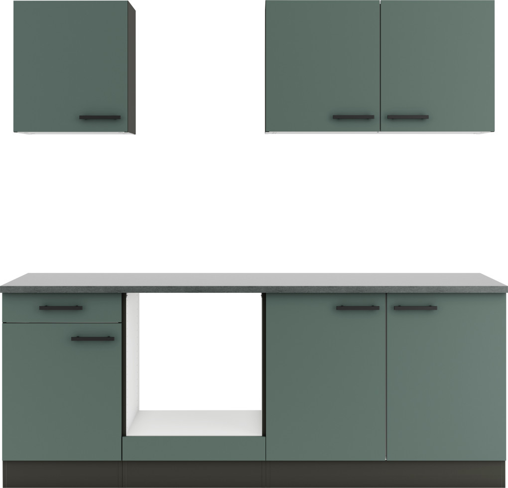 Optifit Küchenzeile Verona 405 ohne Geräte steingrün 210 cm