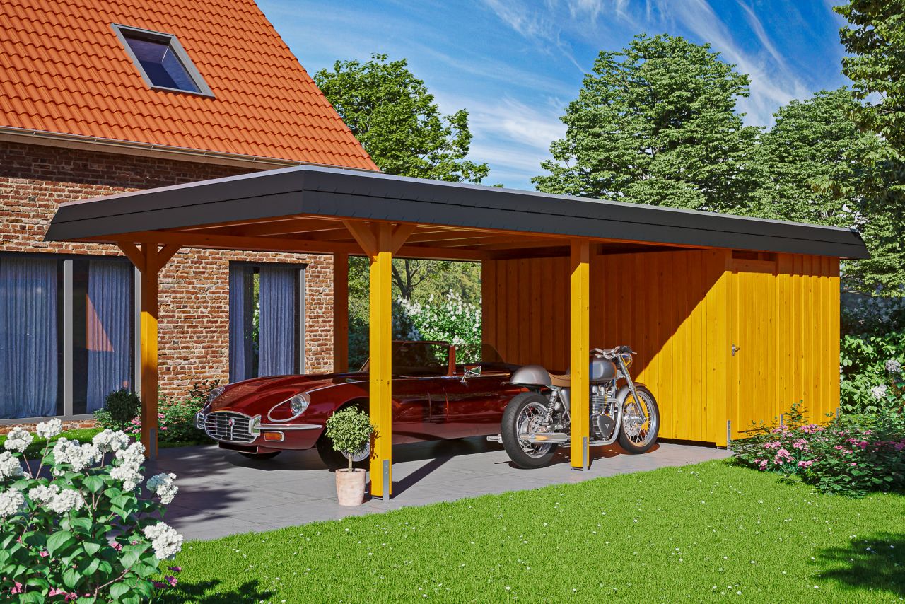 SkanHolz SKAN HOLZ Carport Wendland mit Abstellraum 409 x 870 cm mit Aluminiumdach GLO784205331